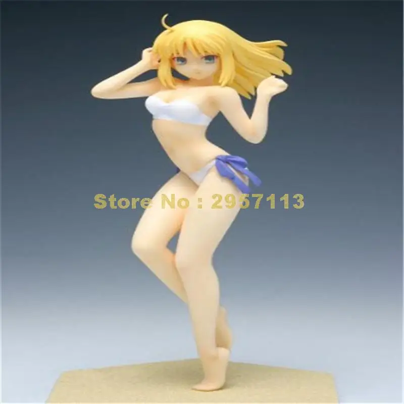 Аниме альтер из новеллы fate/stay night saber lily белый купальник бикини ПВХ фигурка