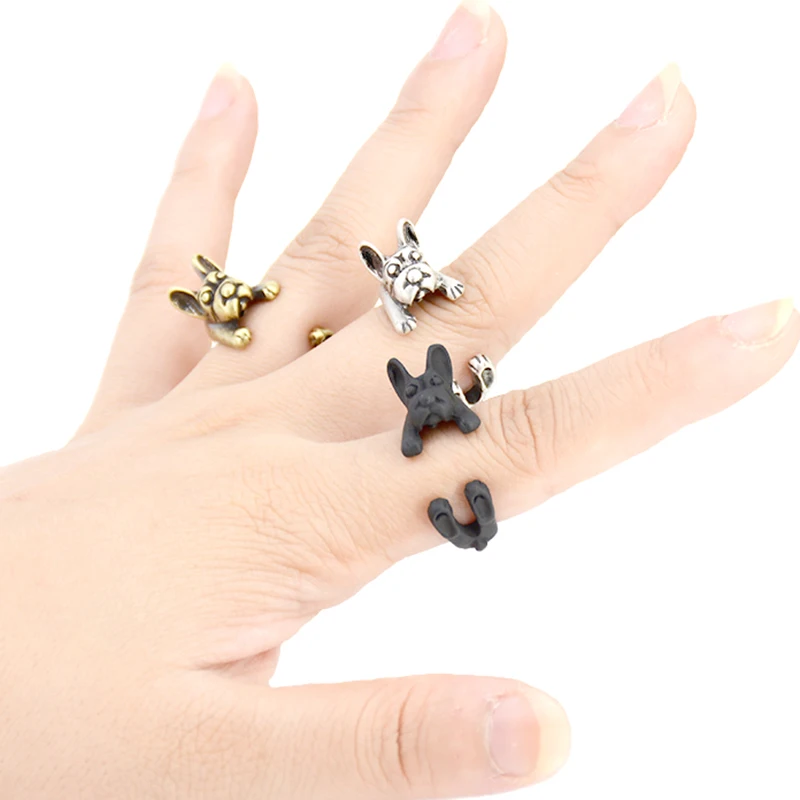 Реальное изображение панк винтажное 3D американское Bully Pitbull Dog Wrap Кольцо Anillos Бохо