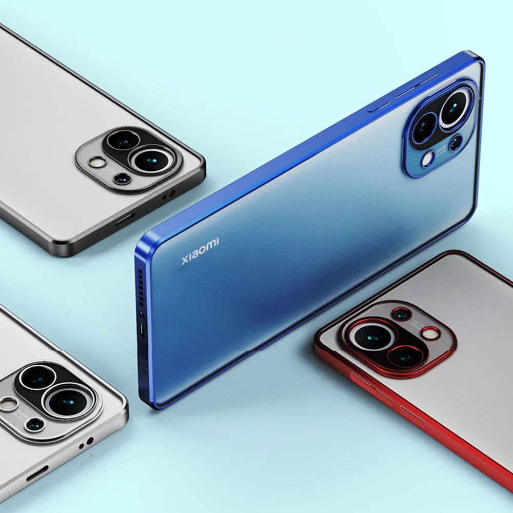 

Plating Matte Square Case For Xiaomi Mi 11 Ultra 11 Pro Soft TPU Back Cover For Xiaomi Mi 10T 10 Pro 10 Full Camera Lens Protect