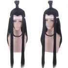 VICWIG длинный черный прямой мужской косплей парик Древний античный черный красивый кончик формы термостойкая розовая сетка