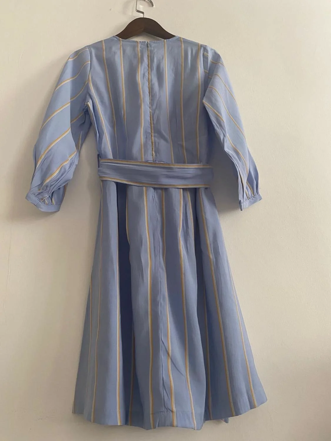 

Elfbop Ladies O Neck Stripe Midi Dress With Waist Ties