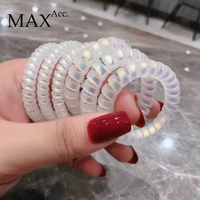 accmax fashion shiny bling telephone wire rubber band spiral shape headwear elastic hair band gum hair rope hair ties