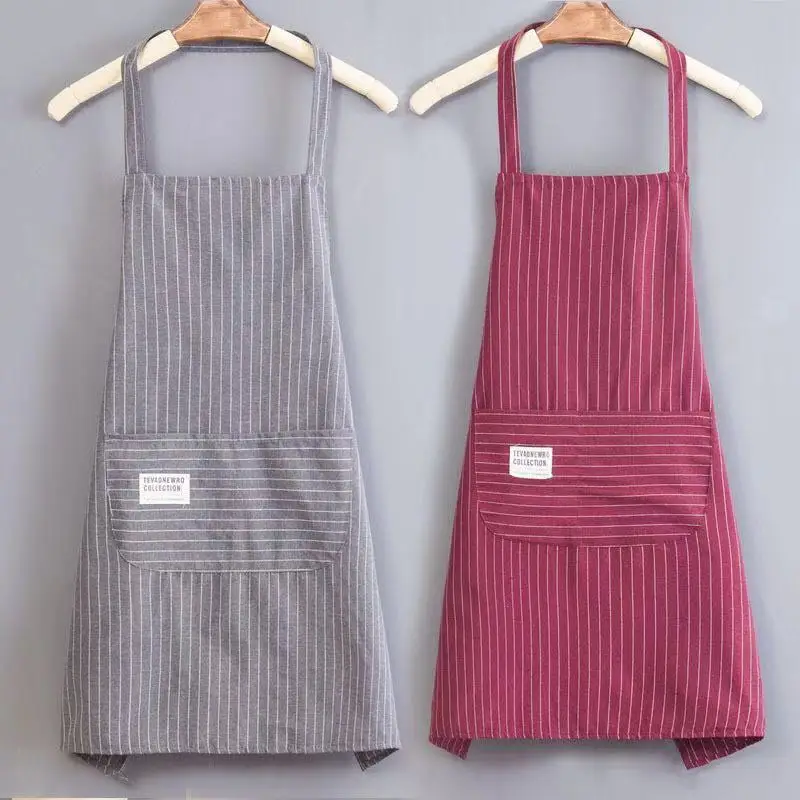 

2PCS New Hot Fashion Lady Women Men Adjustable Cotton Linen High-grade Kitchen Apron For Cooking Baking Restaurant Pinafore