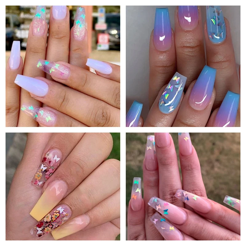 1 коробка голографические 3D Красочные украшения для ногтей в форме бабочки