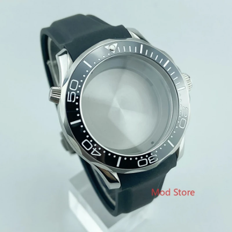 200M WR Sea-Master Diver300m Style Black White Finish Writing Bezel Sapphire Crystal Watch Case Mods Fit ETA2836 MIYOTA Mov't on - Часы сапфирового кристалла с корпусом, модифицированные под движение ETA2836 MIYOTA, в стиле Sea-Master Diver300m, 