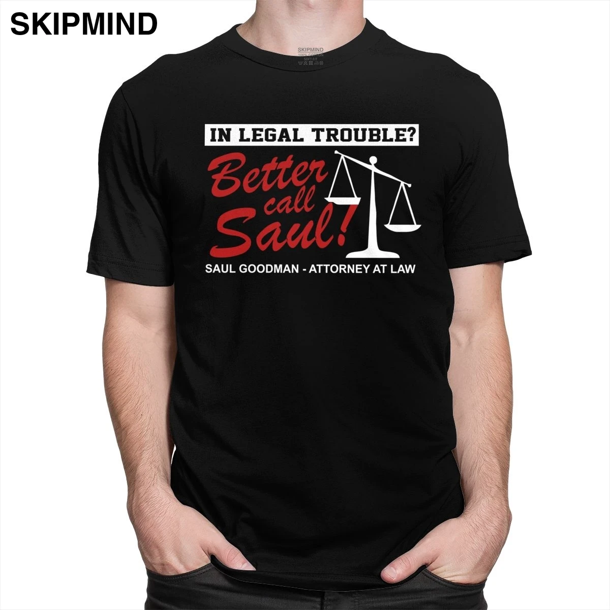 Модная мужская футболка с надписью Better Call Saul круглым вырезом и короткими