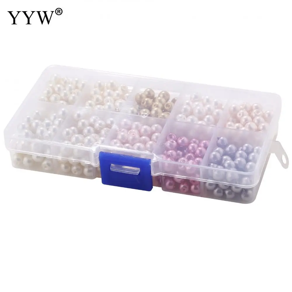 

Glass Pearls 6mm 10 Colors Boxed Combination 500 Pcs In A Box Stoving Varnish Pearl For Diy Or Handmade Bracelet Or Necklace