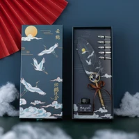 vintage crane chinese style calligraphy feather dip pen writing ink set stationery quill fountain pen creative gift dropshipping