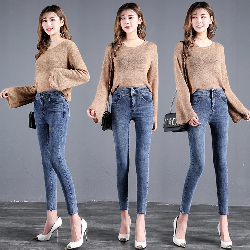 2019 плюс размер женские джинсы с высокой талией синие черные брюки для женщин