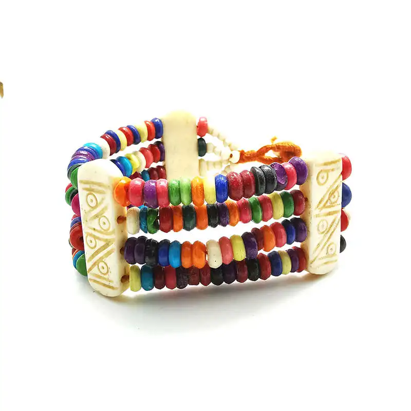Тибетские Этнические браслеты разноцветные радужные с бусинами Мульти цепочки