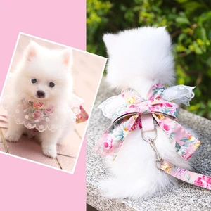 Dog Supplies Korean Version Japanese Sweet Style Teddy Bichon Clothes Leash Bow Tie Style Chest Strap For Walking The Dog