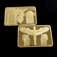 religious belief christian wing jesus cross crucifixion square brick gold plated commemorative coin gold bar coins collectibles