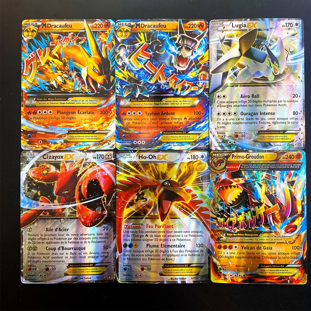 100 шт. французская версия карт покемона блестящая игра без повторов карточка GX EX
