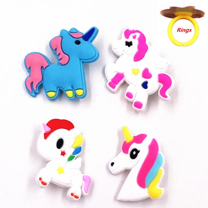 4Pcs Cartoon My Little Horse Poni Unicorn Baby Girls Children Rings For Kids Cosplay Party Christmas Gift Jewelry Accessories | Украшения и