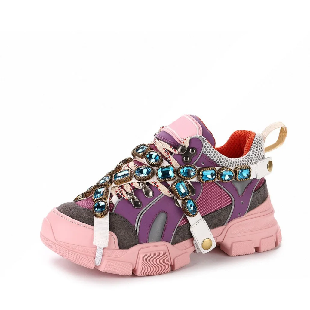

new water drill tide shoes thick bottom sports shoes big chain casual men's shoes lace up women's shoes Women
