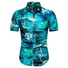 Гавайская рубашка Aoliwen мужская с коротким рукавом, брендовая свободная пляжная Повседневная рубашка с большим цветочным принтом и короткими рукавами, лето