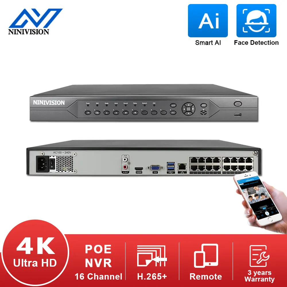 

16CH 5MP POE NVR 48V Real PoE NVR 5MP 3MP 4K Network Video Recorder for PoE IP Cameras P2P XMeye CCTV System FTP