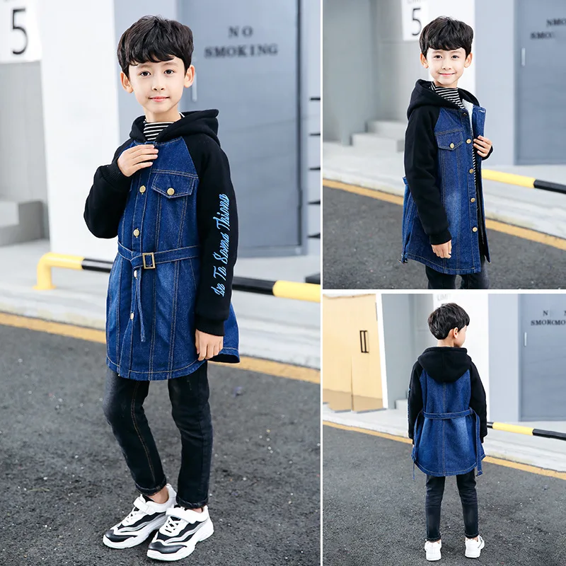 

Blue Plus Velvet Warm Winter Spring Coat Outerwear Top Children Clothes Kids Costume Teenage Gift Plus Size Boy Clothing High Qu