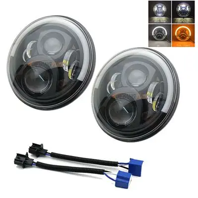 50w black c 2X7 дюймов круглый светодиодный фары проекционный комплект фар для Jeep Wrangler JK TJ LJ lada niva 4x4 suzuki samurai Hummer H1 H2 - Цвет: 50w black c