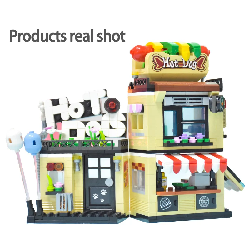 

1317pcs Mini Bricks City Hot Dog Cart Car Model Building Blocks Vehicle Creator Education Toys for Children Christmas Gifts
