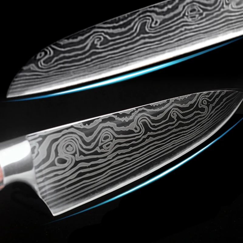Набор кухонных ножей лазерный узор Дамаска шеф повар хлеб Eviscerate нарезанные