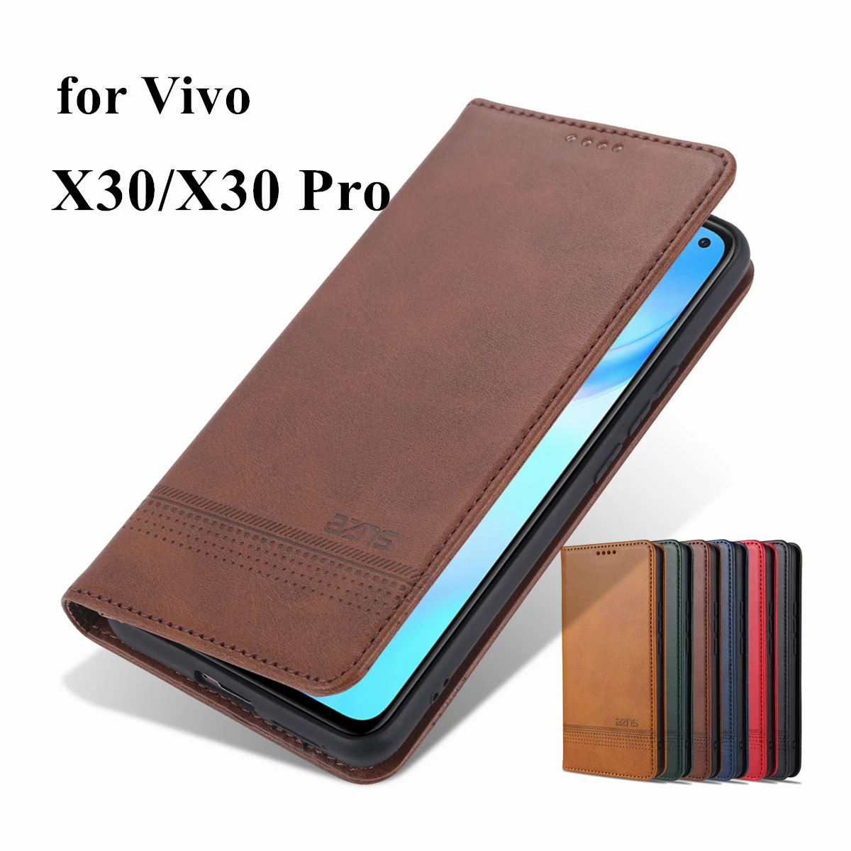 

Deluxe Magnetic adsorption leather case for Vivo X30 / Vivo X30 Pro Flip Cover wallet Protective Case capa fundas
