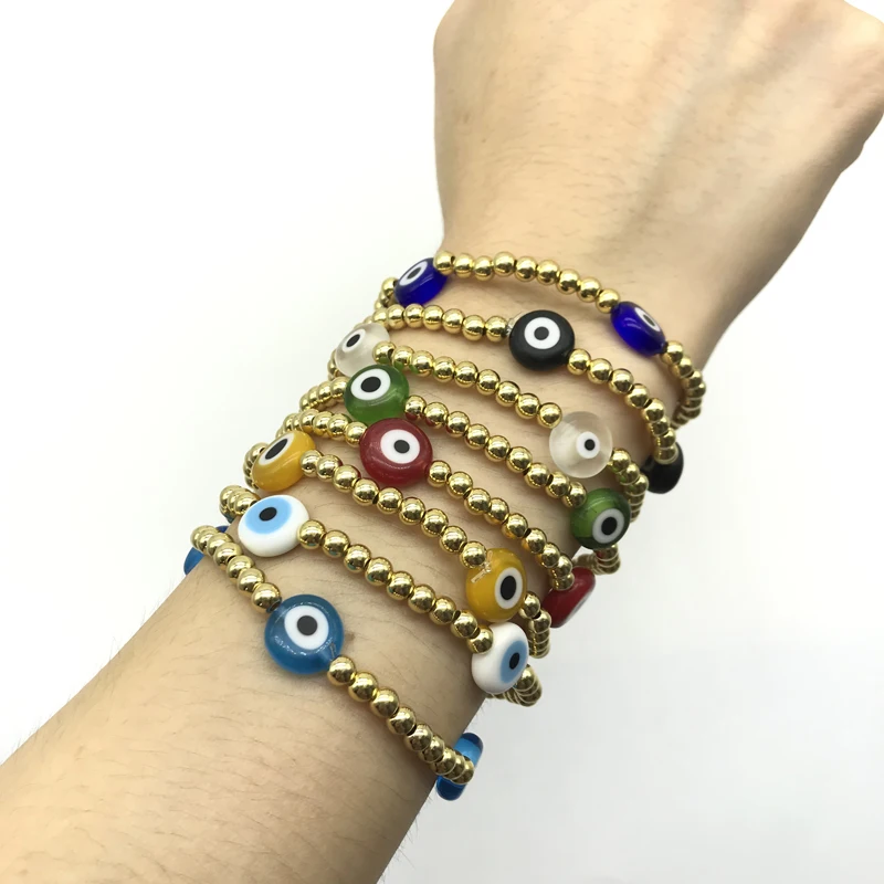 5 шт./лот модные эластичные браслеты ручной работы из ниток турецкие бусины