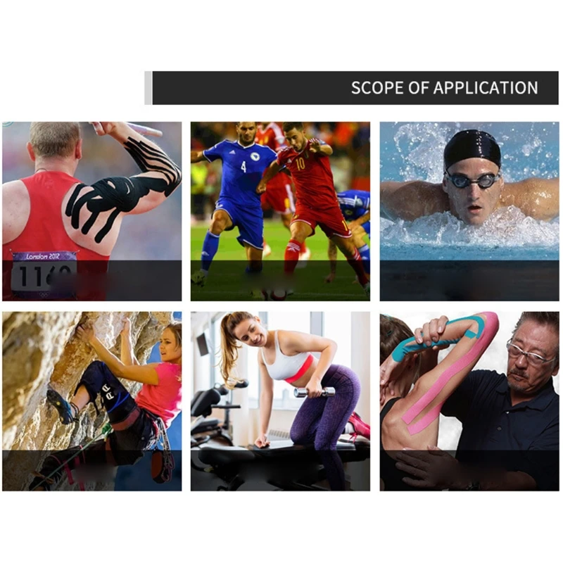 Кинезиологическая эластичная Водонепроницаемая дышащая спортивная лента для