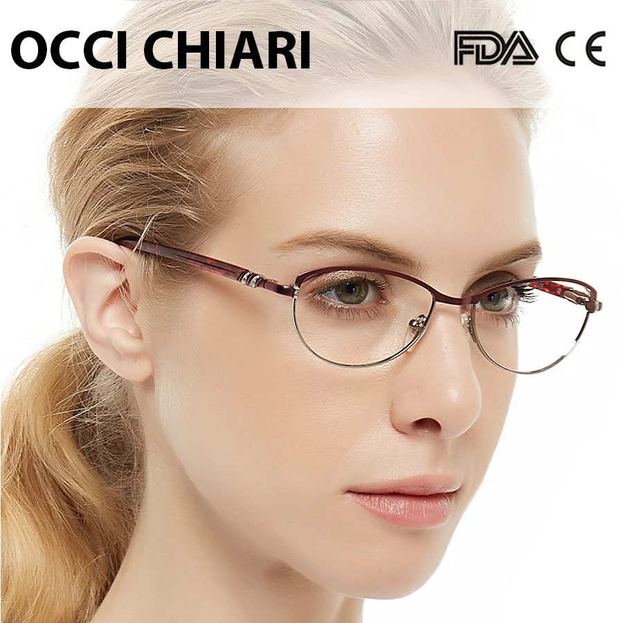 OCCI CHIARI винтажные металлические Компьютерные анти-голубые лучи очки для женщин прозрачная Оправа очков кошачий глаз очки Украшенные алмазами мать подарок COMIN