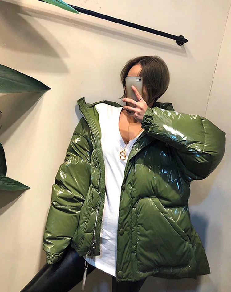 New Winter Women's Jacket hooded parka Bright Colors Insulated Puffy Coat collar hooded Parka Loose waist Belt outwear M192