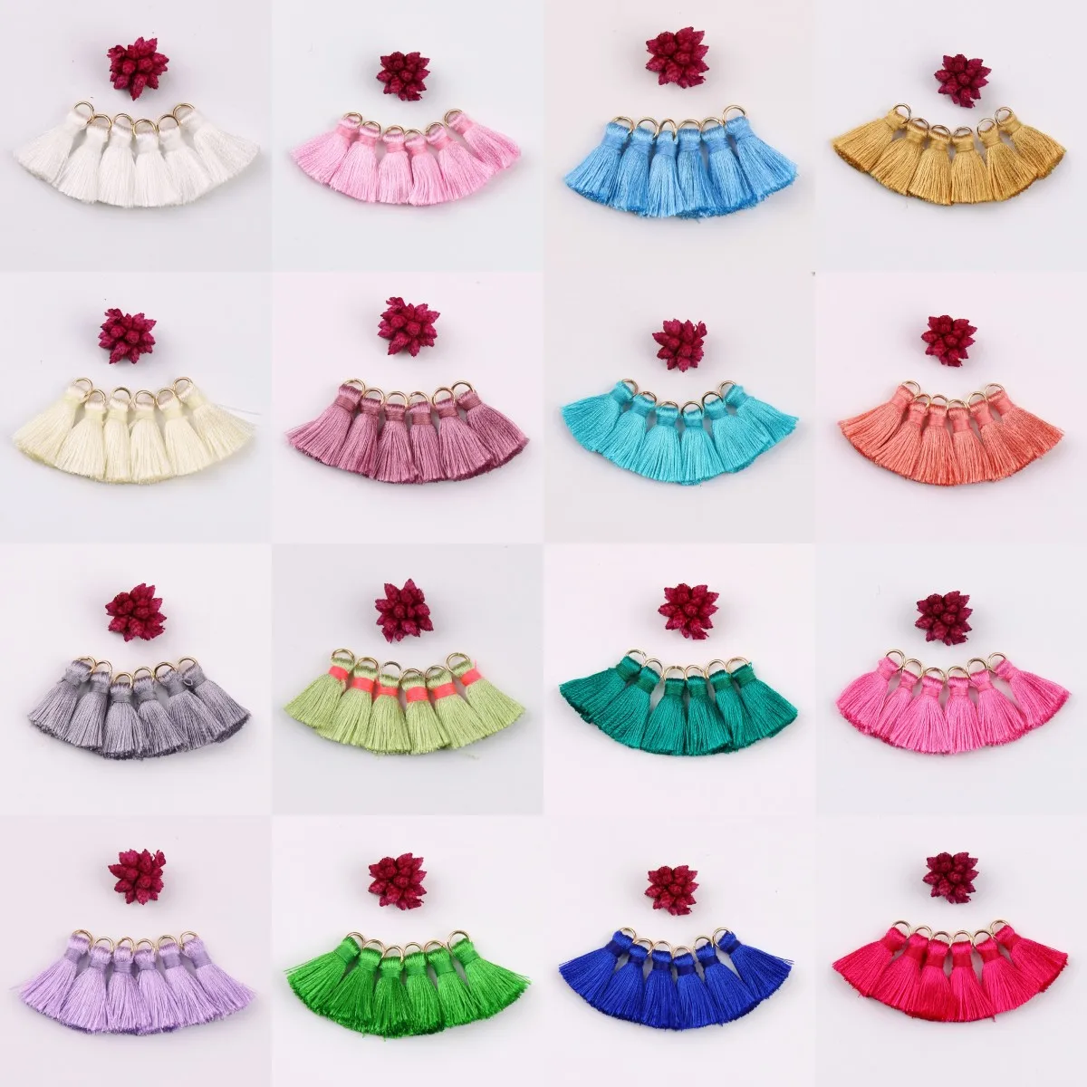 

12Pcs 2cm Mini Polyester Silk Tassels Jewelry Crafts DIY Earring Making Hanging Supplies Garment Sewing Home Decoration