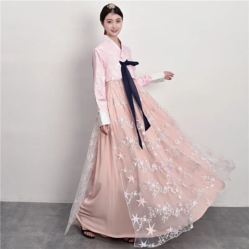 Традиционная корейская одежда женское платье Hanbok азиатское этническое Ретро