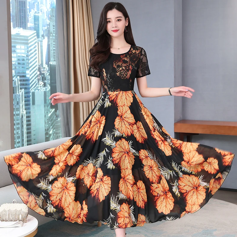 2020 Новое весеннее и летнее французское винтажное платье шифоновое кружевное с