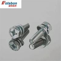 m3m4 screw kit screws set cross recessed hexagon bolt with indetation single coil lock washer plain washer assemblies gbt9074