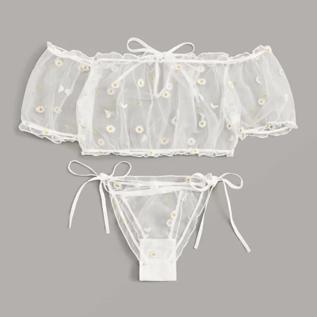 Новинка женское кружевное белье без бретелек с вышивкой и бантом косточек