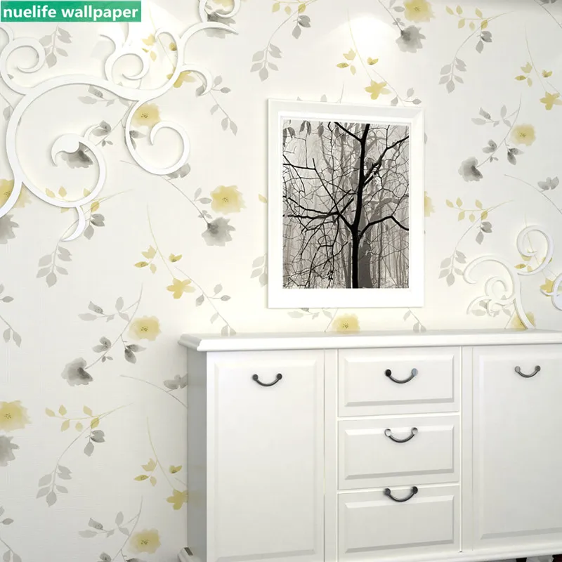 Белый цветочный узор романтические пасторальные нетканые обои для спальни