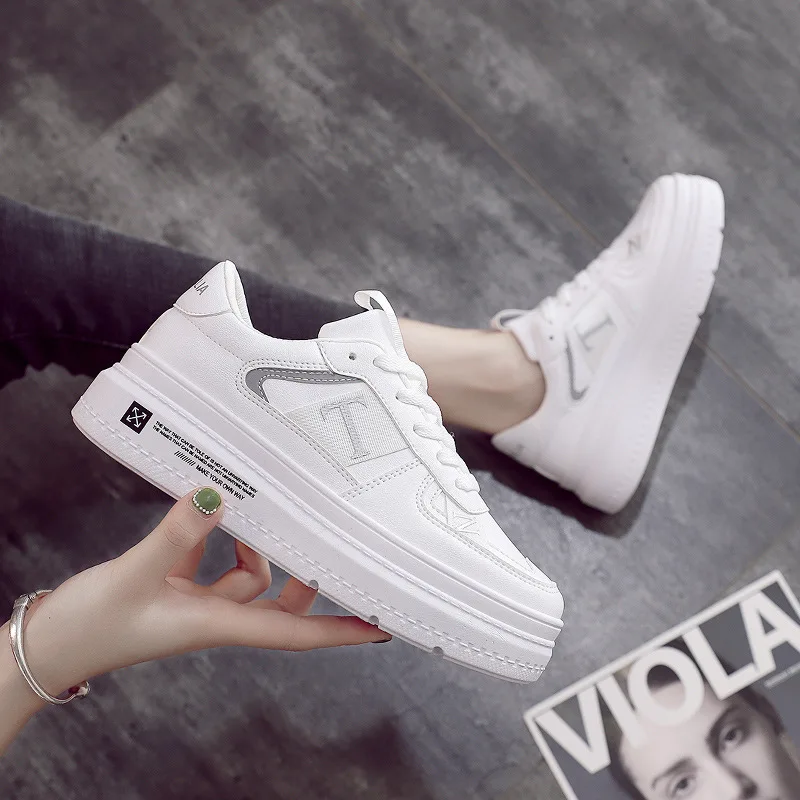 

Autumn Woman Shoes Fashion New Woman PU Leather Shoes Ladies Lace-Up Breathable Flats Casual Shoes Ladies White Sneakers 2020