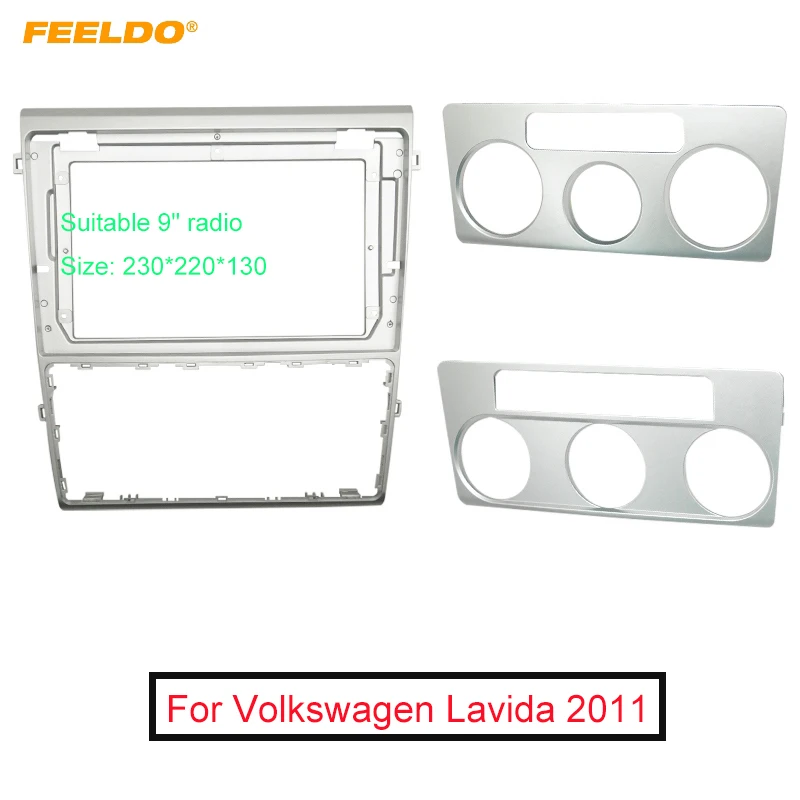 

FEELDO Car Audio 9" Big Screen DVD Fascia Frame Adapter For Volkswagen Lavida 2Din Dash Installation Panel Frame Kit