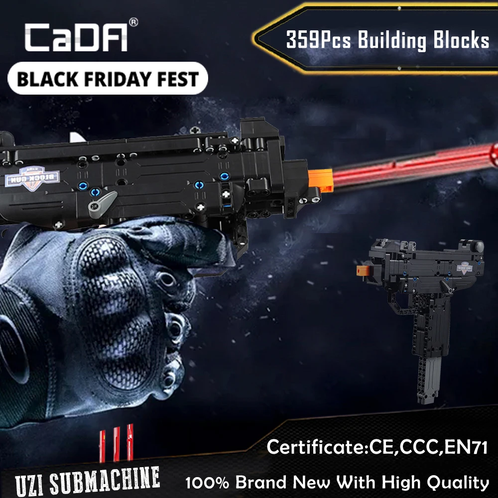 

CADA Technic UZI Submachine Gun Toy Building Blocks Kit,military Ww2 Bricks Birthday Party Favors Gift For Kids,Desert Eagle