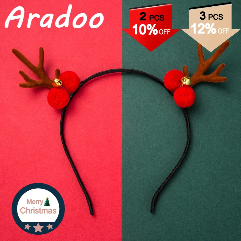 

Christmas Christmas series resin flannel bells moose horn hair band hair ball girl head band hair accessories