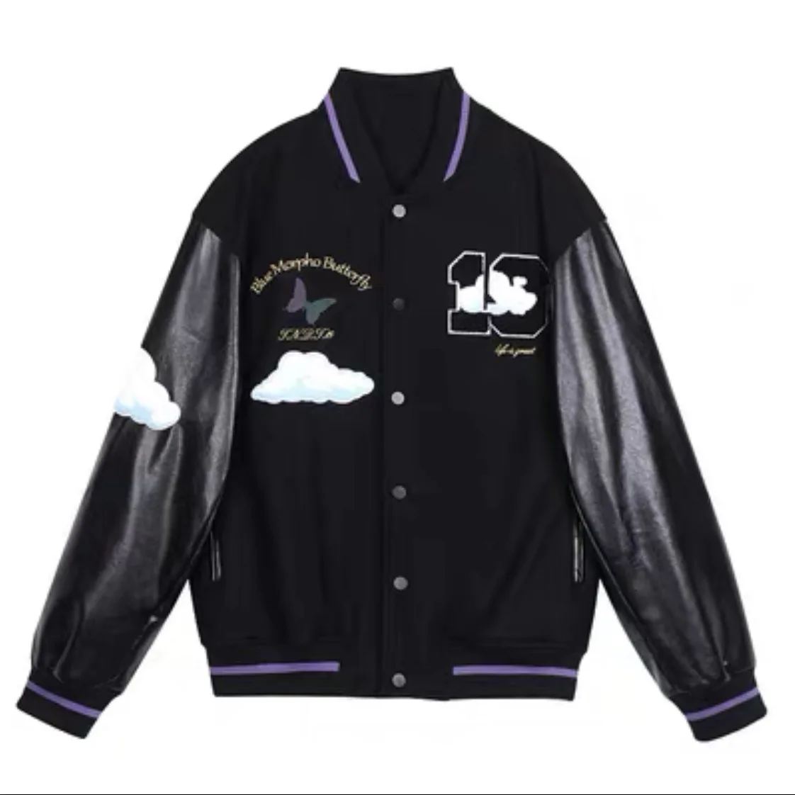 

White Cloud Three-Dimensional Baseball Jacket Spring and Autumn Couple Clothes Woman Jacket Coat Women Korean Coats Women