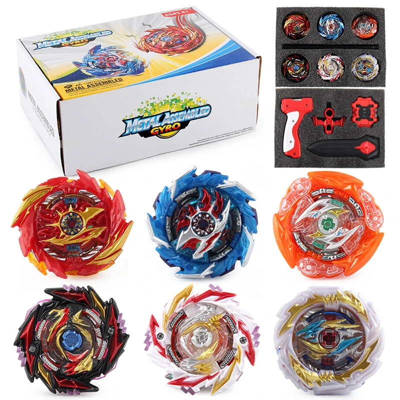 

6Pcs Toupie Beyblades Burst Spinning Metal Fusion Toys for Children XD168-27A /B Battle Gyroscope with Launcher and Handle