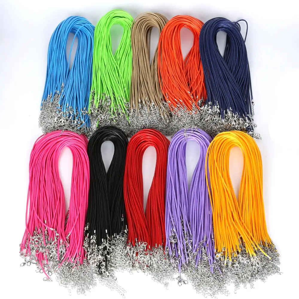 5 Pcs/lot 1.5mm/2mm Adjustable Waxed Cotton Braided Rope Necklaces & Pendant Charms Findings Lobster Clasp String Cord