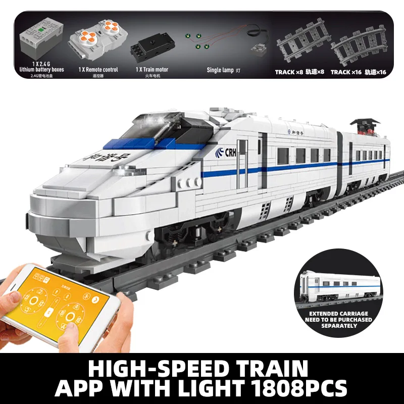 

MOULD KING MOC Building Blocks Stacking Bricks World Railway The CRH2 High-Speed Train Remote Control Train Kids Toys Boy Gifts