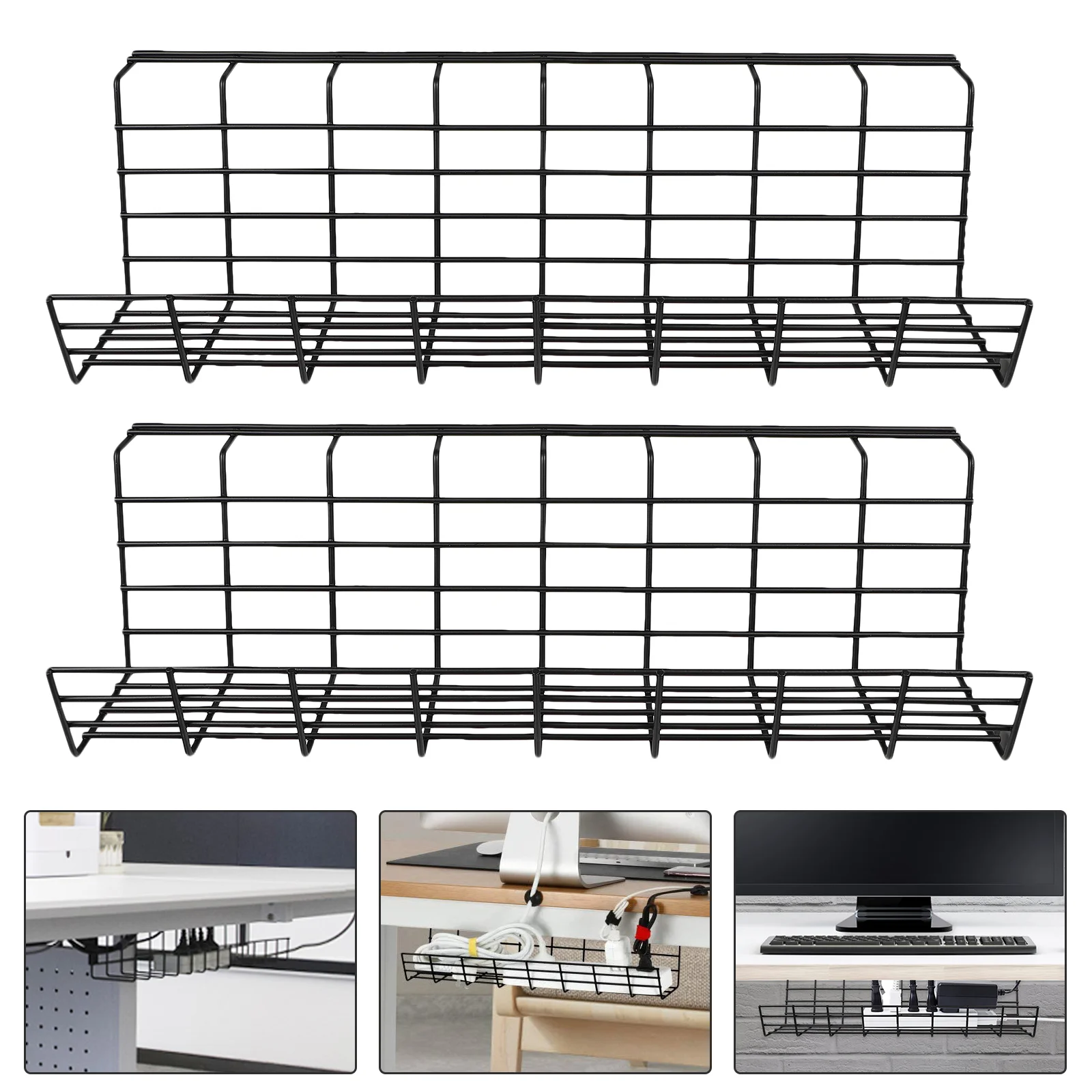 

2pcs Table Storage Rack Wire Storage Rack Table Bottom Power Cable Organizer
