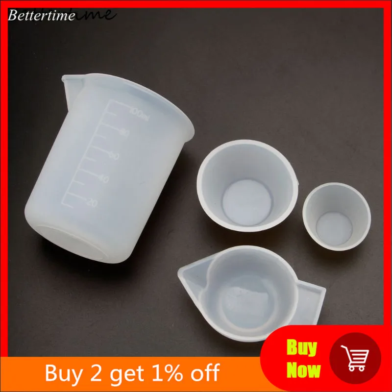 

4Pcs Silicone Mixing Cups Measuring Cups 100ml 10ml DIY Resin Jewelry Tools Kit
