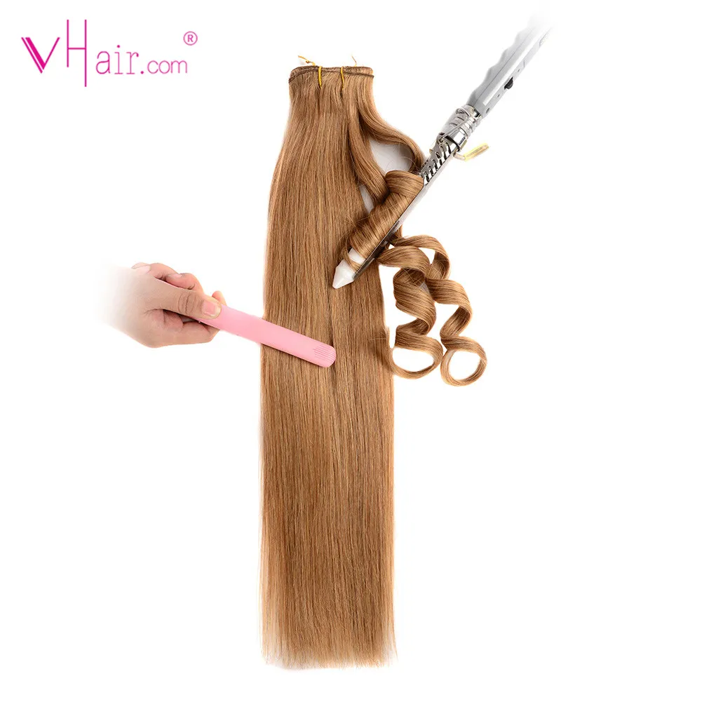 VHair натуральные человеческие волосы прямые на заколках для наращивания из
