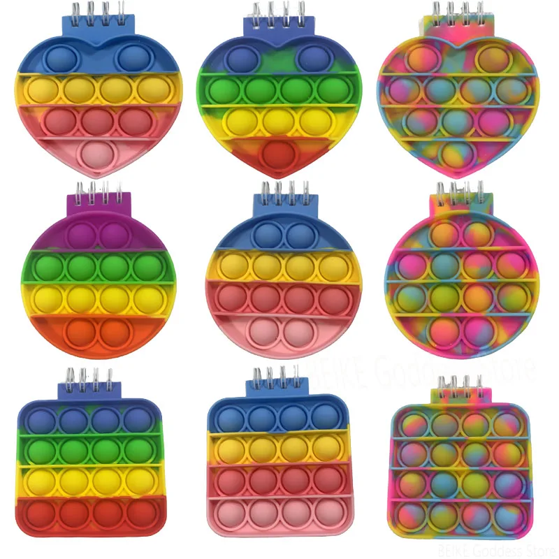 

Mini Notebook Pop Its Finger Bubble Silicone Cover Notebook Decompression Silicone Bubble notebook Fidget Toys For kids Gift
