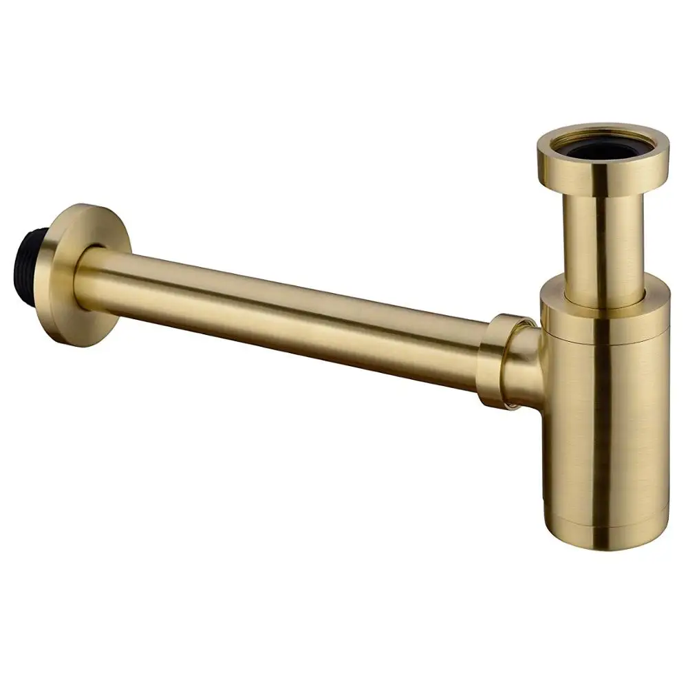 brushed gold Латунная круглая бутылка P ловушка раковина сточная ловушка сливная трубка комплект регулируемая высота матовый золотой - Цвет: brushed gold