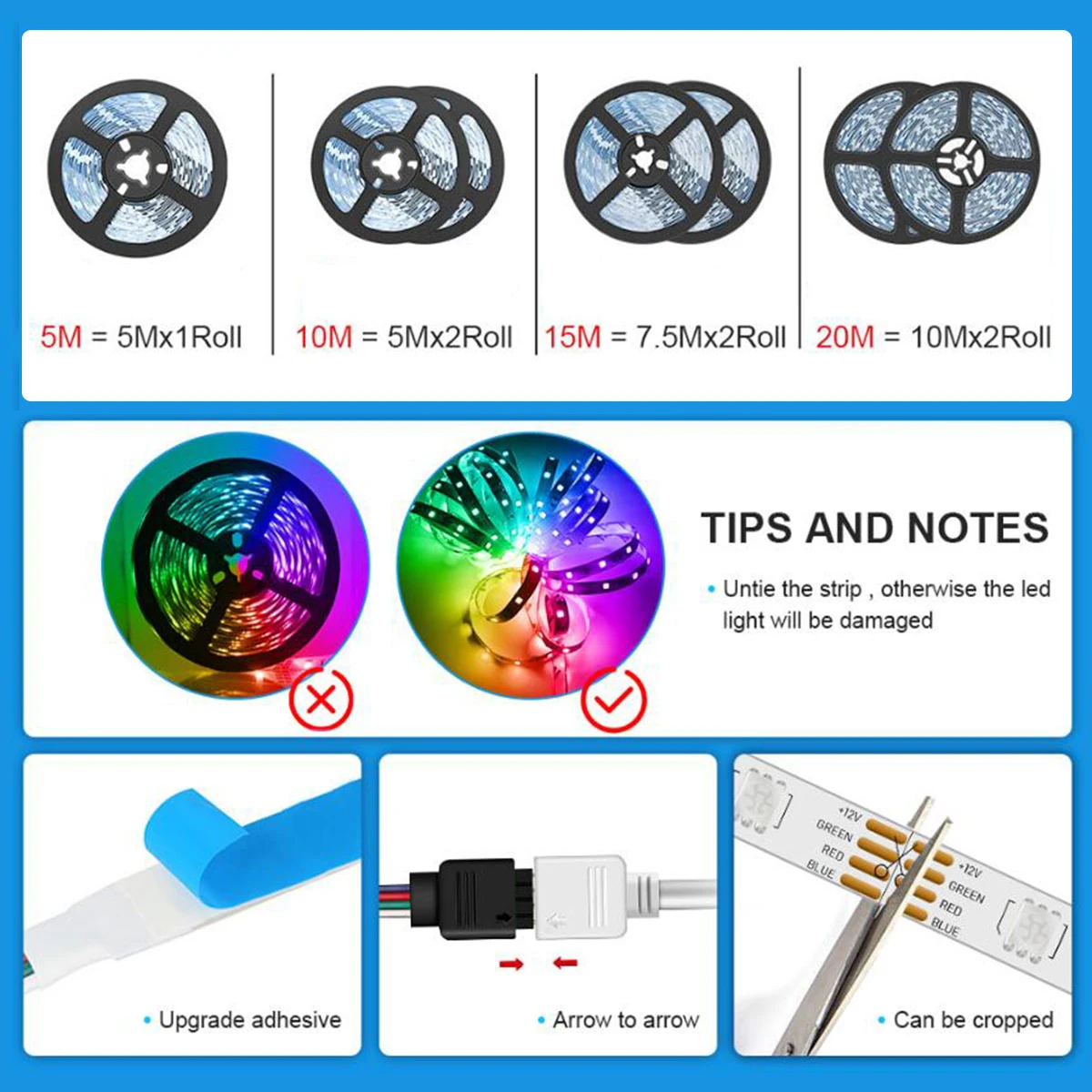 Светодиодная лента 20 метров несколько цветов неосветильник умное управление